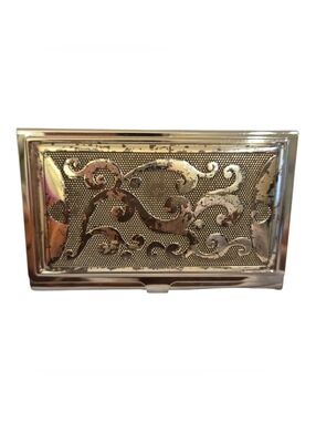 Vintage Brighton "Serendipity" Business Card Case Silver Plated Swirl